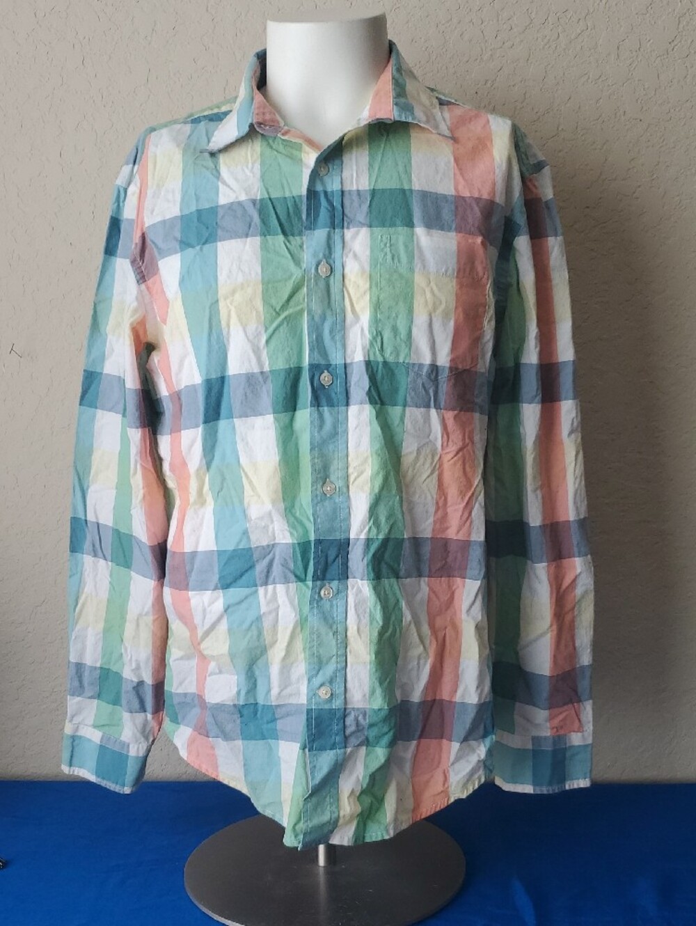 Gap Pastel Plaid Long Sleeve Button Up Shirt Men's Large Cotton Poplin